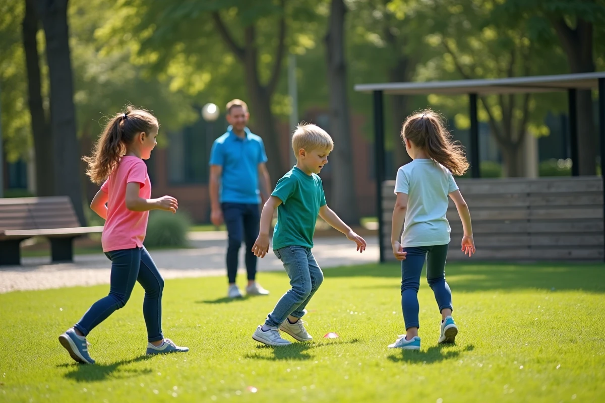 Enfants participant à une activité de loisirs dans un parc municipal de Meudon, inscrite via le portail famille en ligne