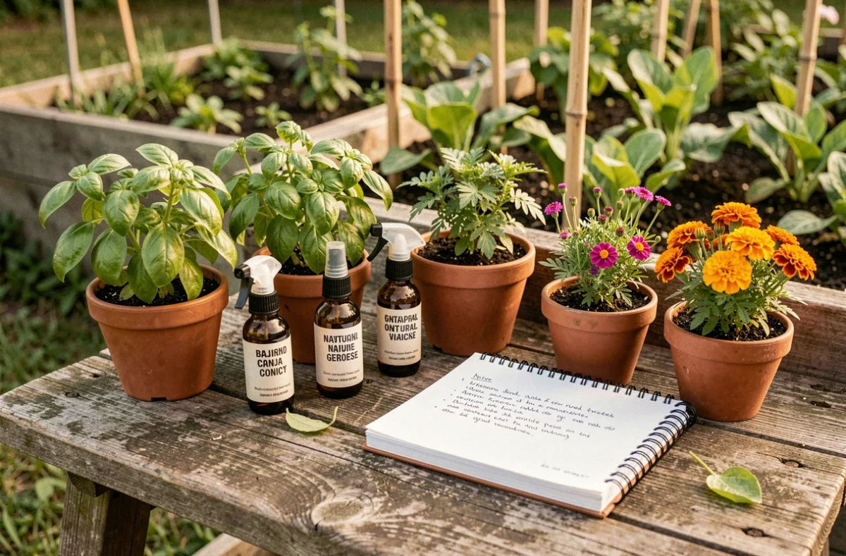 Produits de biocontrôle naturels et plantes compagnes utilisés pour remplacer les pesticides de synthèse au jardin