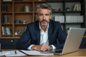 Homme d'affaires confiant au bureau moderne